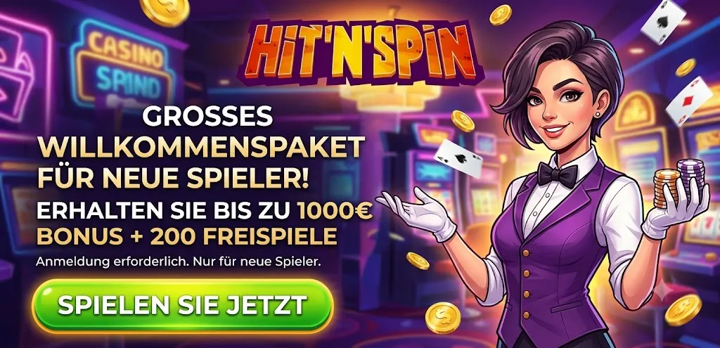 HitnSpin Casino Startseite mit Slots und Live-Games